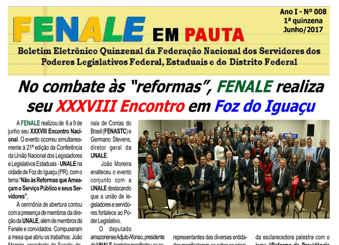 FENALE EM PAUTA – JUNHO DE 2017 – FENALE EM PAUTA Nº 8