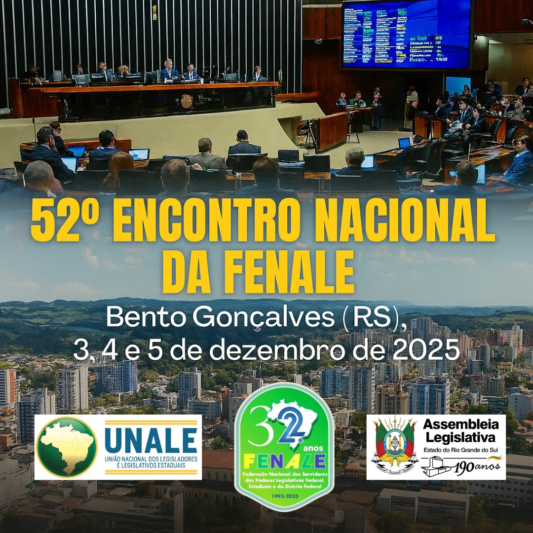 Vem aí o LII Encontro Nacional da FENALE! 📅 Dias 3, 4 e 5 de dezembro de 2025 📍 Bento Gonçalves (RS)